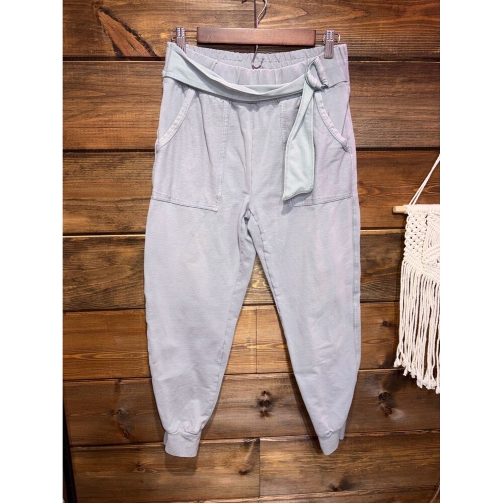 Anthropologie jogger terry cloth boho minimalist pants green crunchy granola